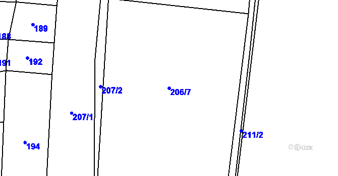 Parcela st. 206/7 v KÚ Rychnovek, Katastrální mapa