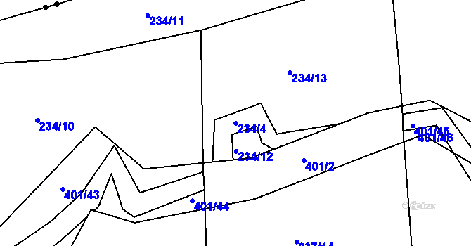 Parcela st. 234/4 v KÚ Rychnovek, Katastrální mapa