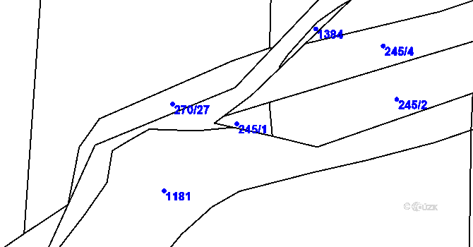 Parcela st. 245/1 v KÚ Rychnovek, Katastrální mapa