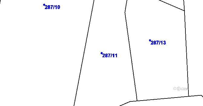 Parcela st. 287/11 v KÚ Rychnovek, Katastrální mapa