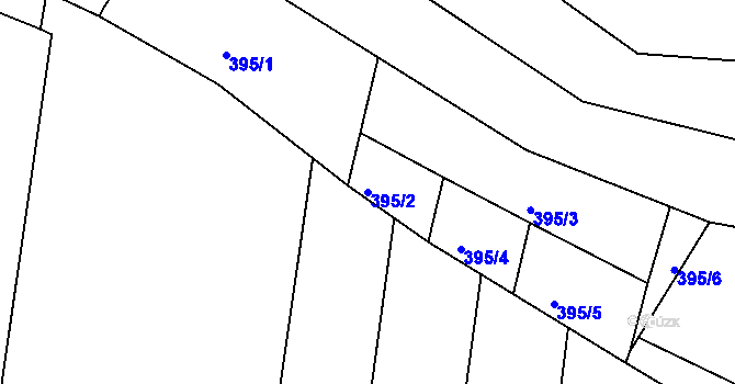 Parcela st. 395/2 v KÚ Rychnovek, Katastrální mapa