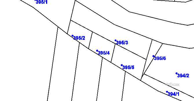 Parcela st. 395/4 v KÚ Rychnovek, Katastrální mapa