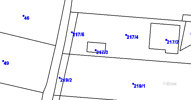 Parcela st. 217/3 v KÚ Rychnovek, Katastrální mapa