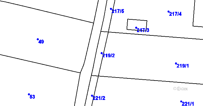 Parcela st. 219/2 v KÚ Rychnovek, Katastrální mapa