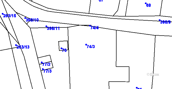 Parcela st. 74/3 v KÚ Rychnovek, Katastrální mapa