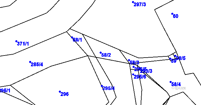 Parcela st. 58/2 v KÚ Zvole, Katastrální mapa