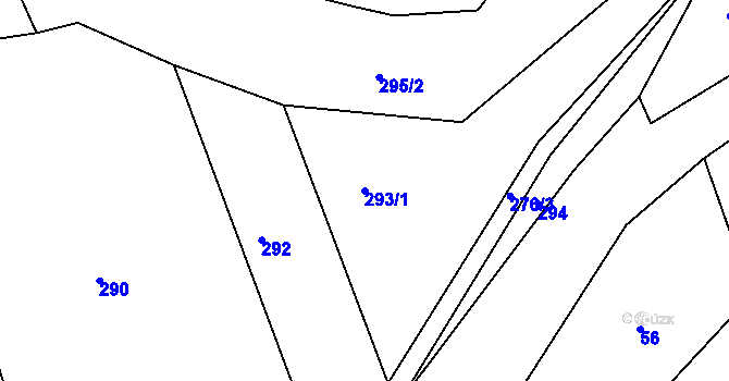 Parcela st. 293/1 v KÚ Zvole, Katastrální mapa