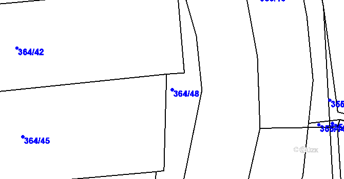 Parcela st. 364/48 v KÚ Zvole, Katastrální mapa