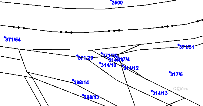 Parcela st. 371/30 v KÚ Zvole, Katastrální mapa