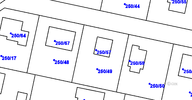 Parcela st. 250/57 v KÚ Zvole, Katastrální mapa