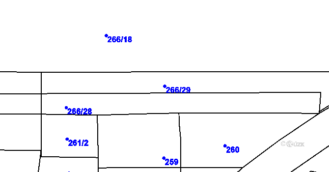 Parcela st. 266/29 v KÚ Zvole, Katastrální mapa