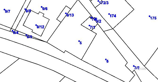 Parcela st. 5 v KÚ Lhota, Katastrální mapa