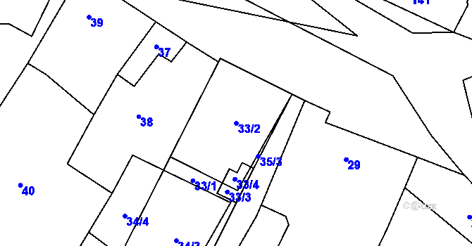 Parcela st. 33/2 v KÚ Lhota, Katastrální mapa