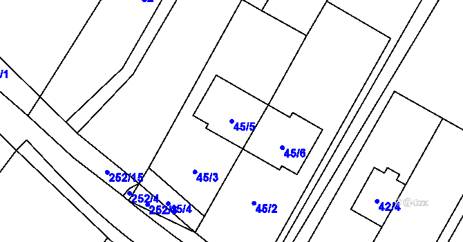 Parcela st. 45/5 v KÚ Lhota, Katastrální mapa