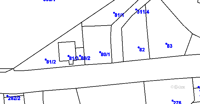 Parcela st. 80/1 v KÚ Lhota, Katastrální mapa