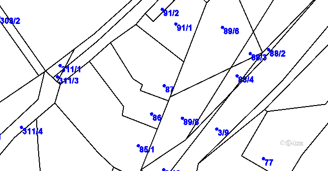 Parcela st. 87 v KÚ Lhota, Katastrální mapa