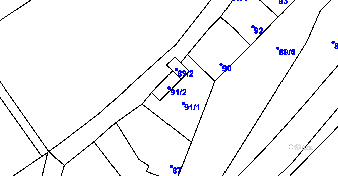 Parcela st. 91/2 v KÚ Lhota, Katastrální mapa