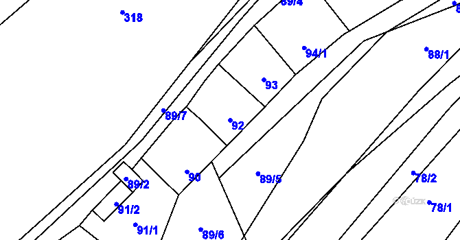 Parcela st. 92 v KÚ Lhota, Katastrální mapa