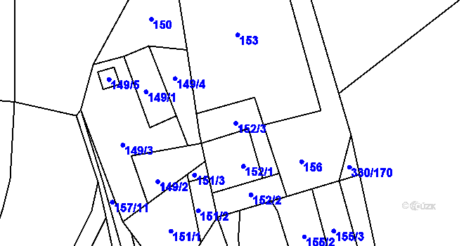 Parcela st. 152/3 v KÚ Lhota, Katastrální mapa