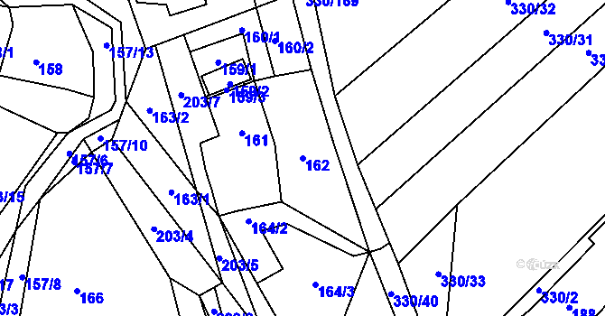 Parcela st. 162 v KÚ Lhota, Katastrální mapa