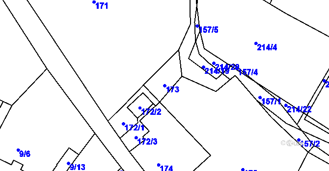 Parcela st. 173 v KÚ Lhota, Katastrální mapa