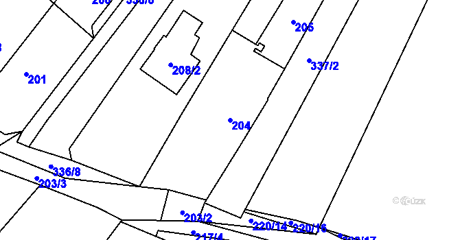 Parcela st. 204 v KÚ Lhota, Katastrální mapa