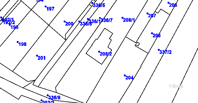Parcela st. 208/2 v KÚ Lhota, Katastrální mapa