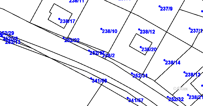 Parcela st. 238/2 v KÚ Lhota, Katastrální mapa