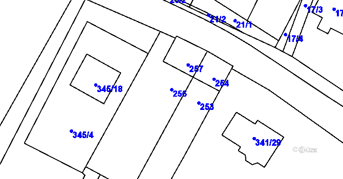 Parcela st. 256 v KÚ Lhota, Katastrální mapa