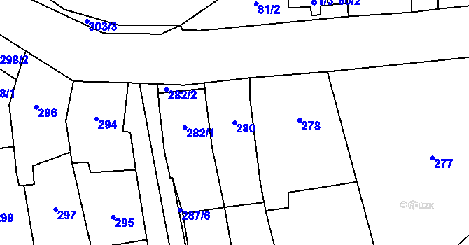 Parcela st. 280 v KÚ Lhota, Katastrální mapa