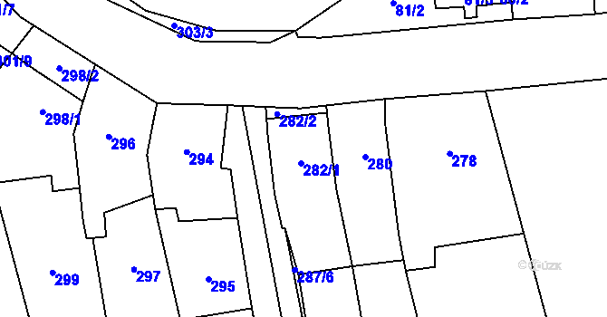 Parcela st. 282 v KÚ Lhota, Katastrální mapa