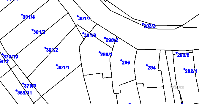 Parcela st. 298/1 v KÚ Lhota, Katastrální mapa