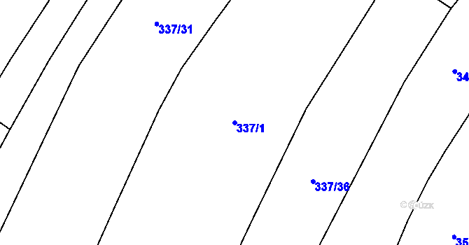 Parcela st. 337/1 v KÚ Lhota, Katastrální mapa