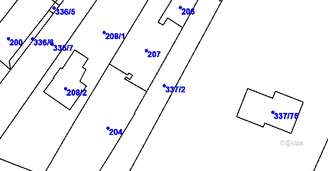 Parcela st. 337/2 v KÚ Lhota, Katastrální mapa