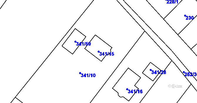 Parcela st. 341/15 v KÚ Lhota, Katastrální mapa