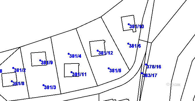Parcela st. 381/12 v KÚ Lhota, Katastrální mapa