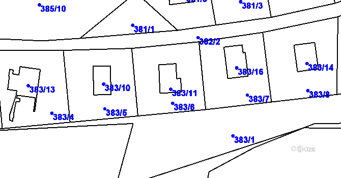 Parcela st. 383/11 v KÚ Lhota, Katastrální mapa