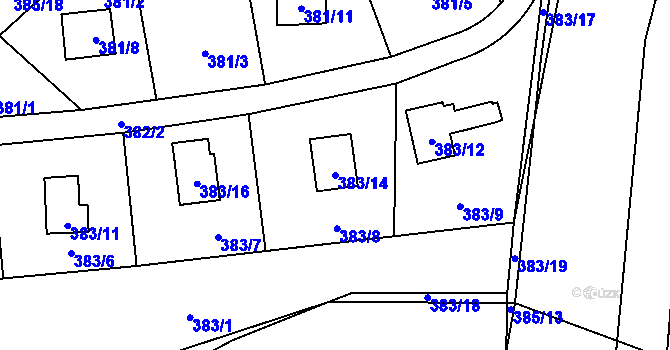 Parcela st. 383/14 v KÚ Lhota, Katastrální mapa
