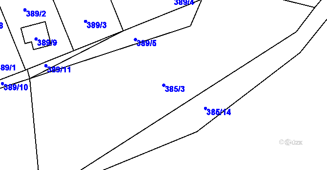 Parcela st. 385/3 v KÚ Lhota, Katastrální mapa