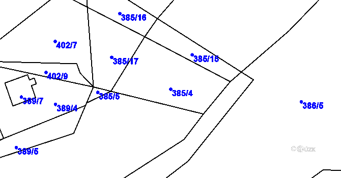 Parcela st. 385/4 v KÚ Lhota, Katastrální mapa