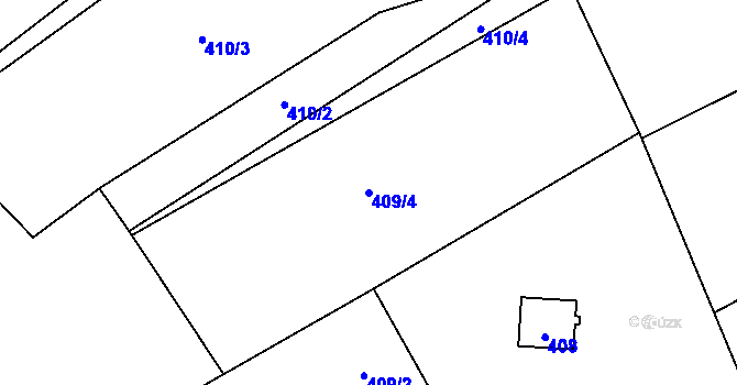 Parcela st. 409/4 v KÚ Lhota, Katastrální mapa
