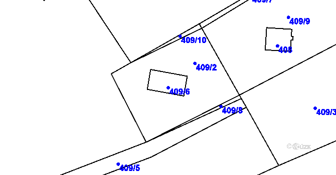 Parcela st. 409/6 v KÚ Lhota, Katastrální mapa