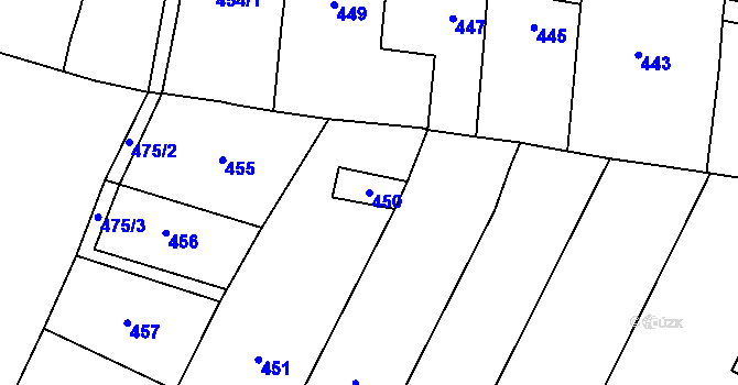 Parcela st. 450 v KÚ Lhota, Katastrální mapa