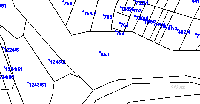 Parcela st. 453 v KÚ Lhota, Katastrální mapa