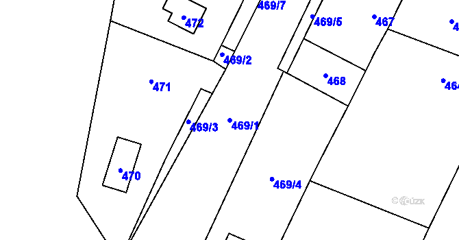 Parcela st. 469/1 v KÚ Lhota, Katastrální mapa