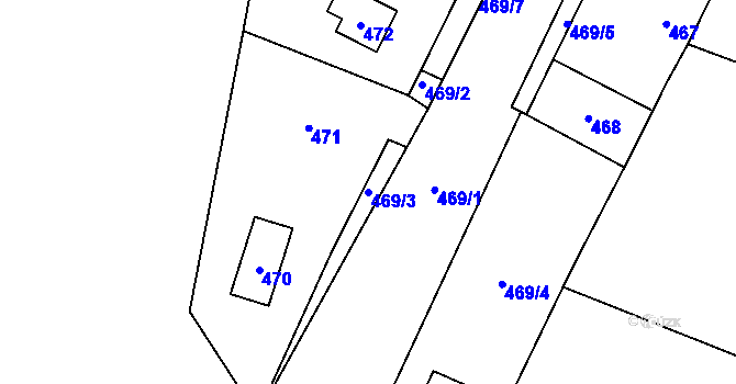 Parcela st. 469/3 v KÚ Lhota, Katastrální mapa