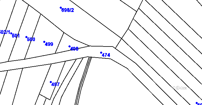 Parcela st. 474 v KÚ Lhota, Katastrální mapa