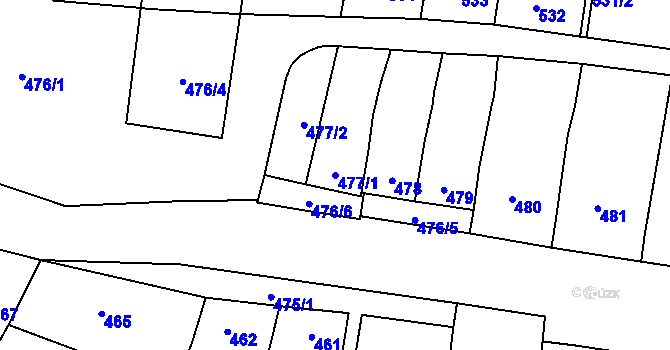 Parcela st. 477/1 v KÚ Lhota, Katastrální mapa