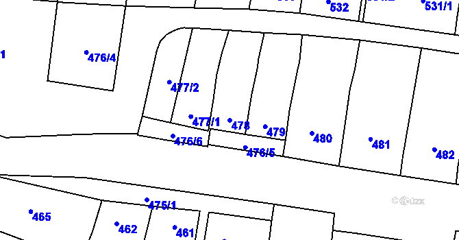 Parcela st. 478 v KÚ Lhota, Katastrální mapa