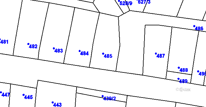 Parcela st. 485 v KÚ Lhota, Katastrální mapa